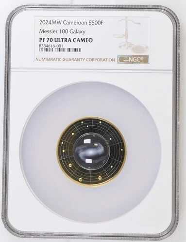 2024年 カメルーン ギャラクシー メシエ 100 シルバー ブラック プルーフ NGC PF70 UC トップポップ 1/4