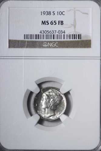 ジェム BU 1938-S マーキュリーダイム NGC MS65 FB ARCHM