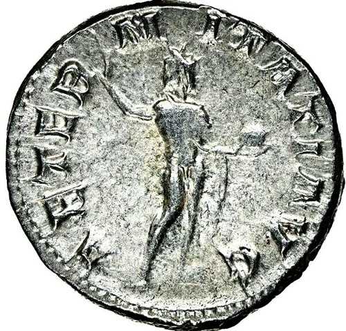 ローマ帝国 238-244年 ゴルディアヌス3世 銀製デナリウス 太陽神聖像 地球儀 NGC AU