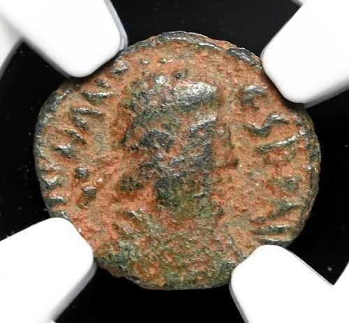 ローマ帝国。ヨハネス、西暦 423 ～ 425 年。 AE Nummus、レアな簒奪者、NGC Fine
