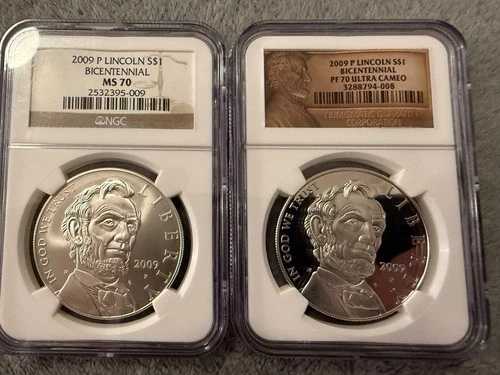 2009年 P $1 リンカーン 200周年記念銀貨セット - NGC PF70 ウルトラカメオ & MS70