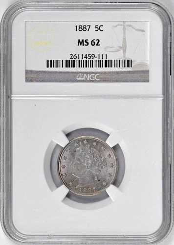 1887年 リバティニッケル -- NGC MS62 --