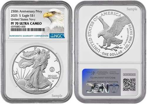 2025 S シルバーイーグル $1 アメリカ海軍プライベート NGC PF70 ウルトラカメオ #968