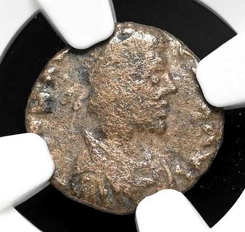 ローマ帝国。ヨハネス、西暦 423 ~ 425 年。 AE Nummus、レアな簒奪者、NGC Fine