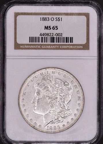 1883-O モルガン銀貨 NGC MS65 ブラストホワイト