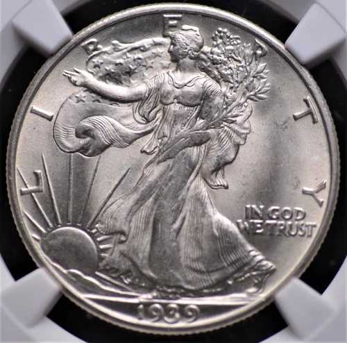 1939年 D ウォーキング リバティ ハーフ ダラー NGC MS 64 スノーホワイト 良好打刻済み、スーパー