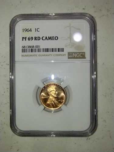 1964 年プルーフ リンカーン セント、NGC により PF 69 RD カメオ認定!