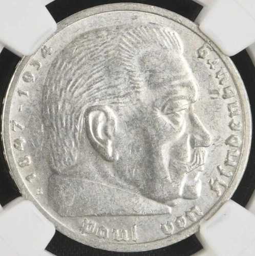 ドイツ 1939-B 5 ライヒスマルク NGC MS 62 第三帝国 第二次世界大戦 ドイツ銀貨