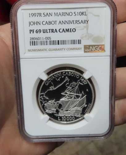 サンマリノ（イタリア） 1997年 サンマリノ ジョン・カボット記念銀貨 1,0000 ngc PF68