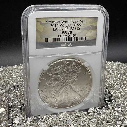 2014 (W) $1 シルバー イーグル アーリー リリース NGC MS70 希少迷彩ラベル シミなし!