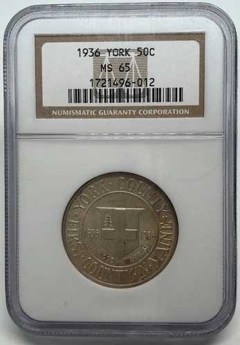 1936年 メイン州ヨーク郡記念ハーフドル NGC MS 65、高品位