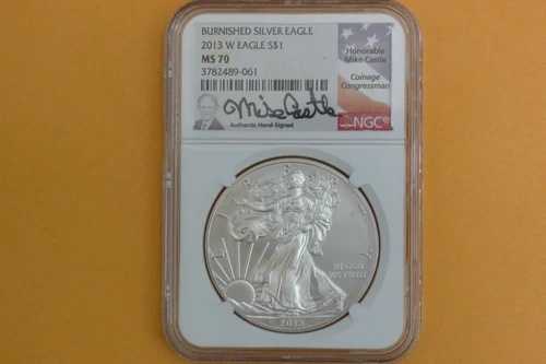 2013-W バーニッシュド アメリカン シルバー イーグル NGC MS70 マイク・キャッスル サイン