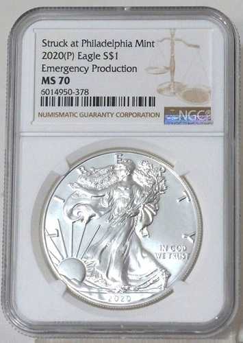 2020 P アメリカン シルバー イーグル NGC MS70 緊急生産 ブラウンラベル