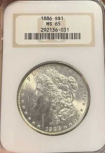 1886年製 オールド・ファッティ NGC MS65 モルガン銀貨