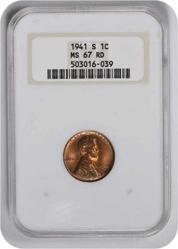 1941-S リンカーン セント MS67RD NGC