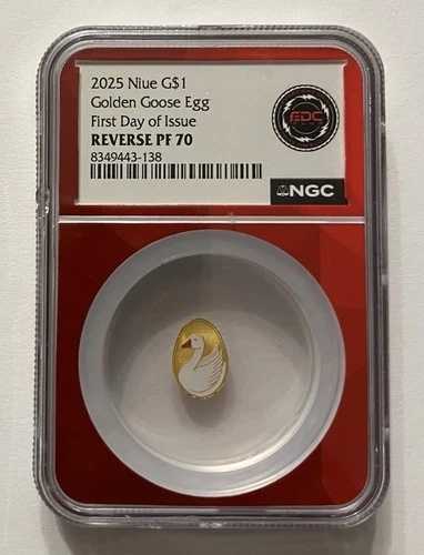 2025年 ニウエ 1ドル ゴールデングースエッグ 1g .9999 ゴールド NGC リバース PF70