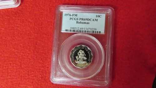 1976年 バハマ 10セント ボーンフィッシュ 極少鋳造数 2枚 PCGS PR69