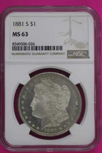 1881 S MS 63 リバティ モルガン シルバー ダラー NGC 認定 鑑定済み 本物 726 64,735円