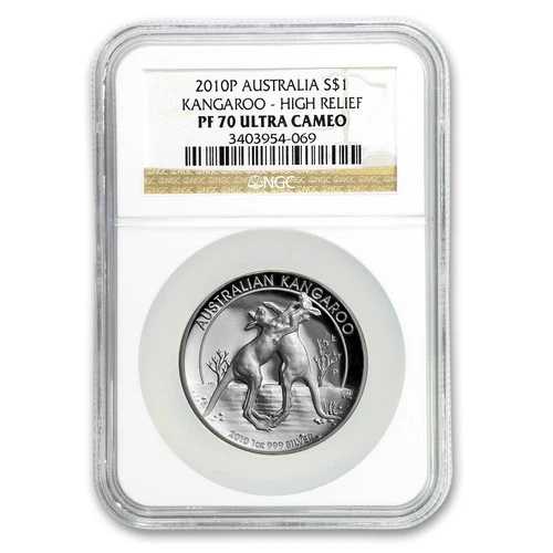 2010年 オーストラリア 1オンス シルバー カンガルー ハイレリーフ PF-70 NGC