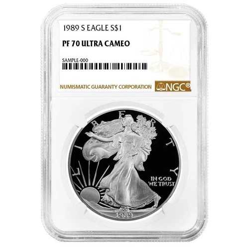 1989-S プルーフ $1 アメリカン シルバー イーグル NGC PF70UC ブラウン ラベル