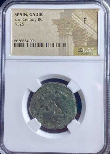 NGC 非常に希少なコイン 紀元前100年~紀元前20年 メルカルトの頭部 カルタゴ イベリア 2匹のマグロ ガディール/ガデス