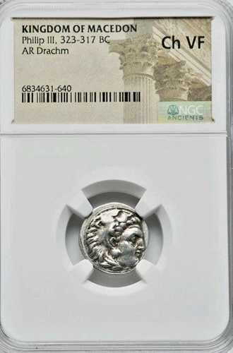 マケドニア王フィリップ3世生涯ドラクマNGC CH VF古代銀貨
