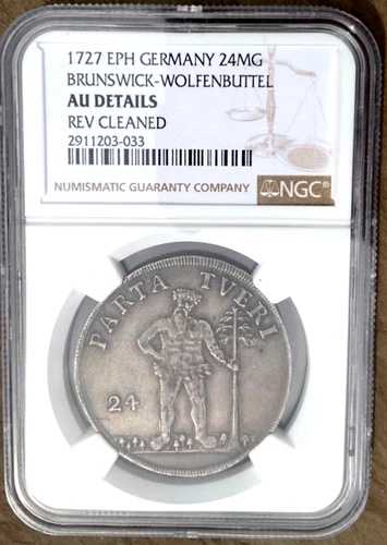 1727 EPH ドイツ諸州 ブラウンシュヴァイク ヴォルフェンビュッテル 2/3 ターラー 24 MG NGC AU ドイツ