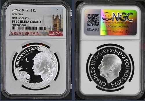 2024年 英国 S2ポンド ブリタニア 1オンス シルバー プルーフ NGC PF69 UC 初版