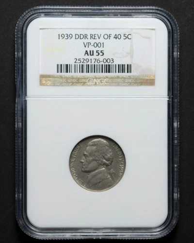 1939年 DDR REV OF 40 ジェファーソンニッケル NGC AU55 VP-001