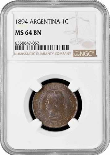 アルゼンチン 1 センタボ 1894、NGC MS64 BN、「アルゼンチン ペソ (1881 - 1969)」トップ ポップ