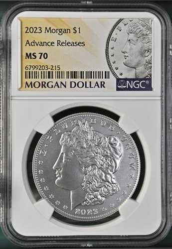 シルバー モルガン ダラー NGC 2023 $1 MS70 アドバンスリリースラベル