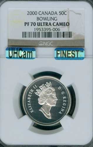 2000年 カナダ ボウリング シルバー 50セント NGC PF70 UHCam MAC FINEST SPOTLESS 006*