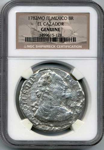 1782 Mo FF 8 Reales エル カザドル難破船 シルバー コイン NGC 認定