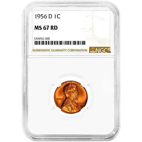 1956-D リンカーン小麦セント NGC MS67RD