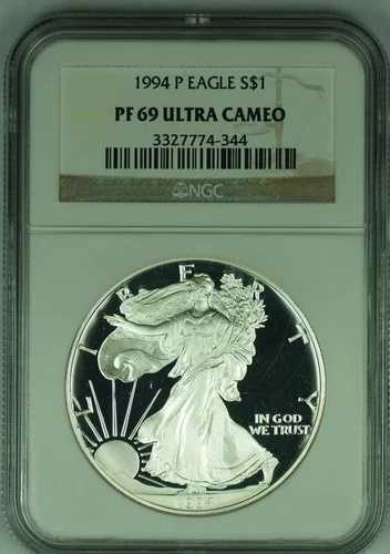 1994-P アメリカン プルーフ シルバー イーグル $1 NGC PF 69 ウルトラカメオ (49)