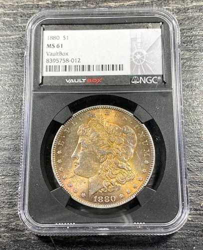 1880年 1ドル モルガン銀貨 レインボートーン NGC MS61 金庫 アイテム#88 65,340円
