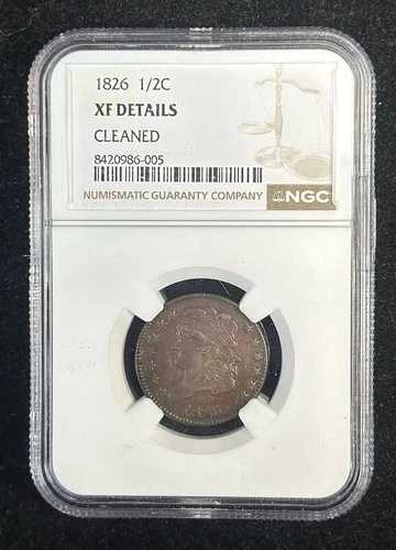 1826年 1/2セント クラシックヘッド ハーフセント NGC XF 詳細