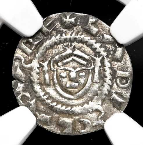 ハンガリー。ラディスラウス1世（1077-1095年）。銀貨デナール、希少、NGC AU詳細