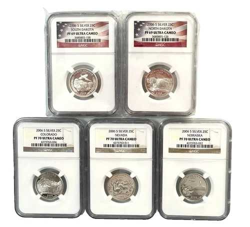 2006 S NGC PF69/70 ウルトラカメオ シルバー プルーフ 5枚セット ステートフッド 25セント クォーターコイン