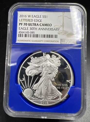 2016 W 1オンス アメリカンシルバーイーグルコイン プルーフ レタードエッジ PF70 UCAM NGC
