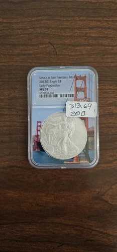 2013-S アメリカンシルバーイーグル NGC MS69 アーリーリリース、サンフランシスコブリッジコア