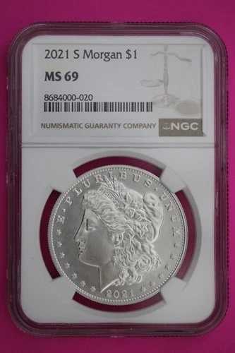 2021 S MS 69 モルガン銀貨 NGC 正規認定グレーディングコインスラブ 147