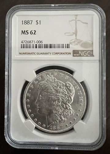 1887-P | モルガン銀貨 | NGC MS62 | 希少コレクターズアイテム | 75A | ゴージャス + |