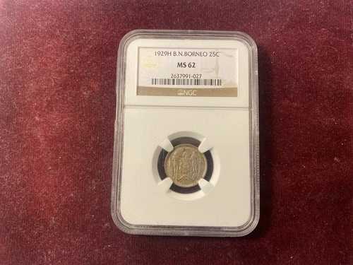 1929年 H 英国北ボルネオ 25セント NGC MS62