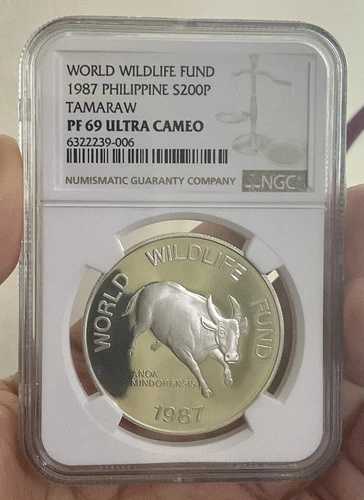 1987 フィリピン世界自然保護基金 NGC PF69 UC 200 ペソ プルーフ銀貨
