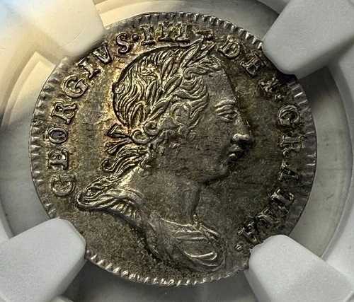 ハノーヴァー朝、ジョージ3世 1762年 聖別三ペンス 3ペンス NGC MS61