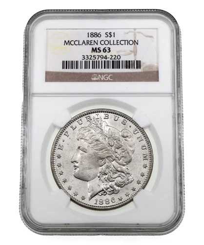 1886年製 モルガン・ダラー銀貨 1ドル NGC MS-63 マクラーレン・コレクション
