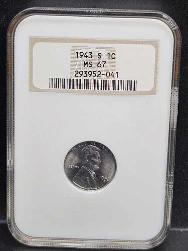 1943 S 1c リンカーン ウィート セント NGC MS67 スチール ペニー 第二次世界大戦発行 - 素晴らしい輝き!