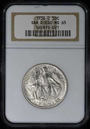 サンディエゴ 1936-D シルバー記念 50セント NGC MS65