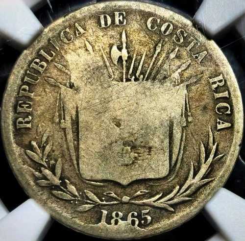 25 セント 1865 GW ギジェルモ ウィッティング 第一共和国 コスタリカ F12 NGC 非常に希少!!